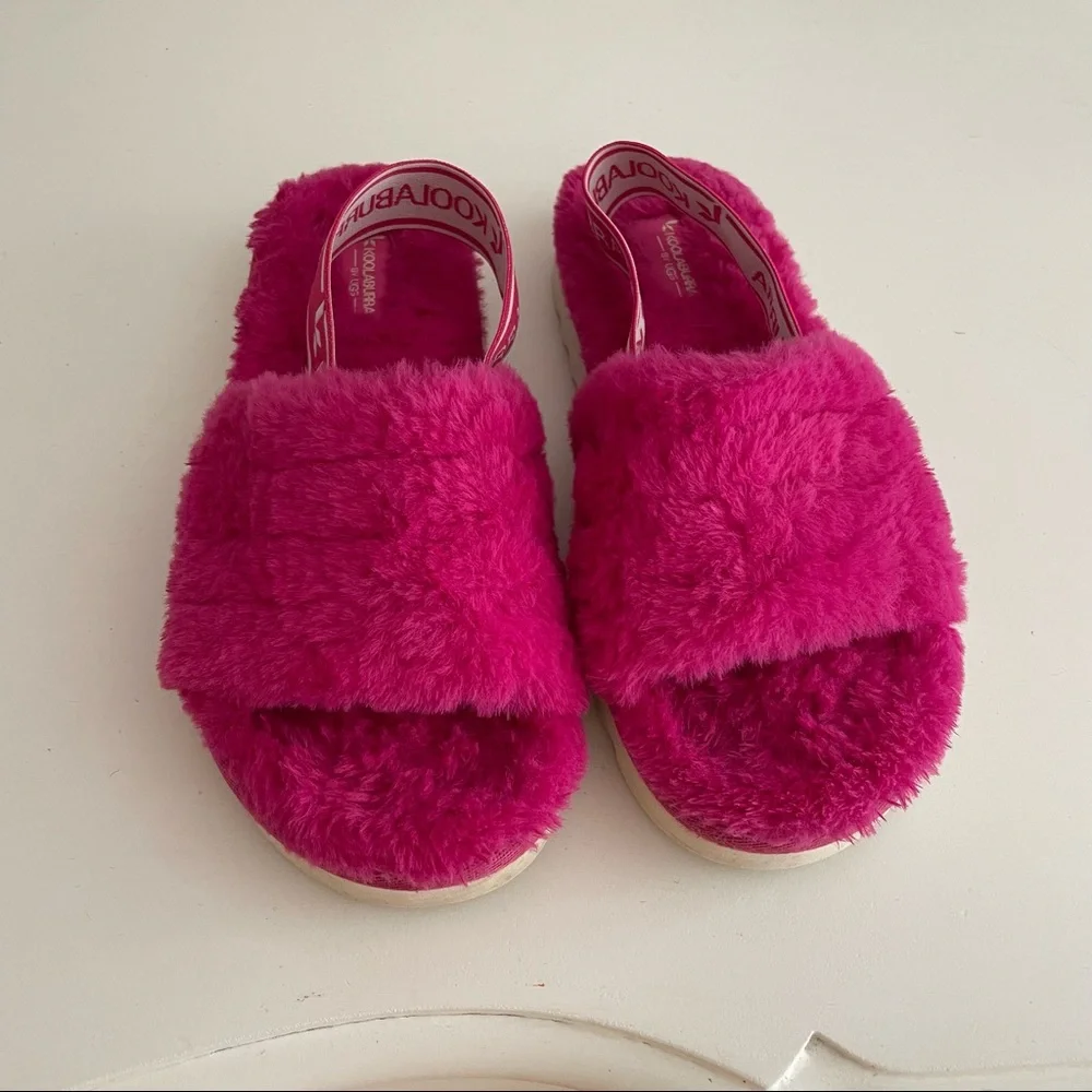 Koolaburra by UGG Kid's Backstrap Slide Sandals Fuzz'n Pink Size 12